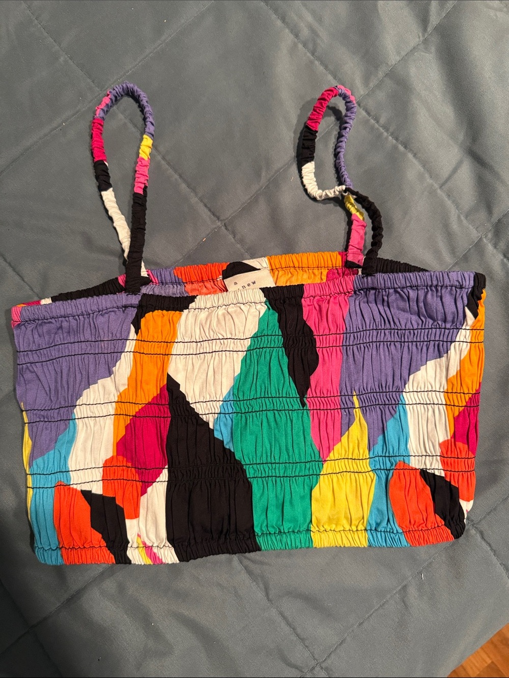 Multi-Color Ruched Spaghetti Strap Crop Top